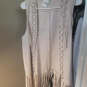 Leather fringe vest